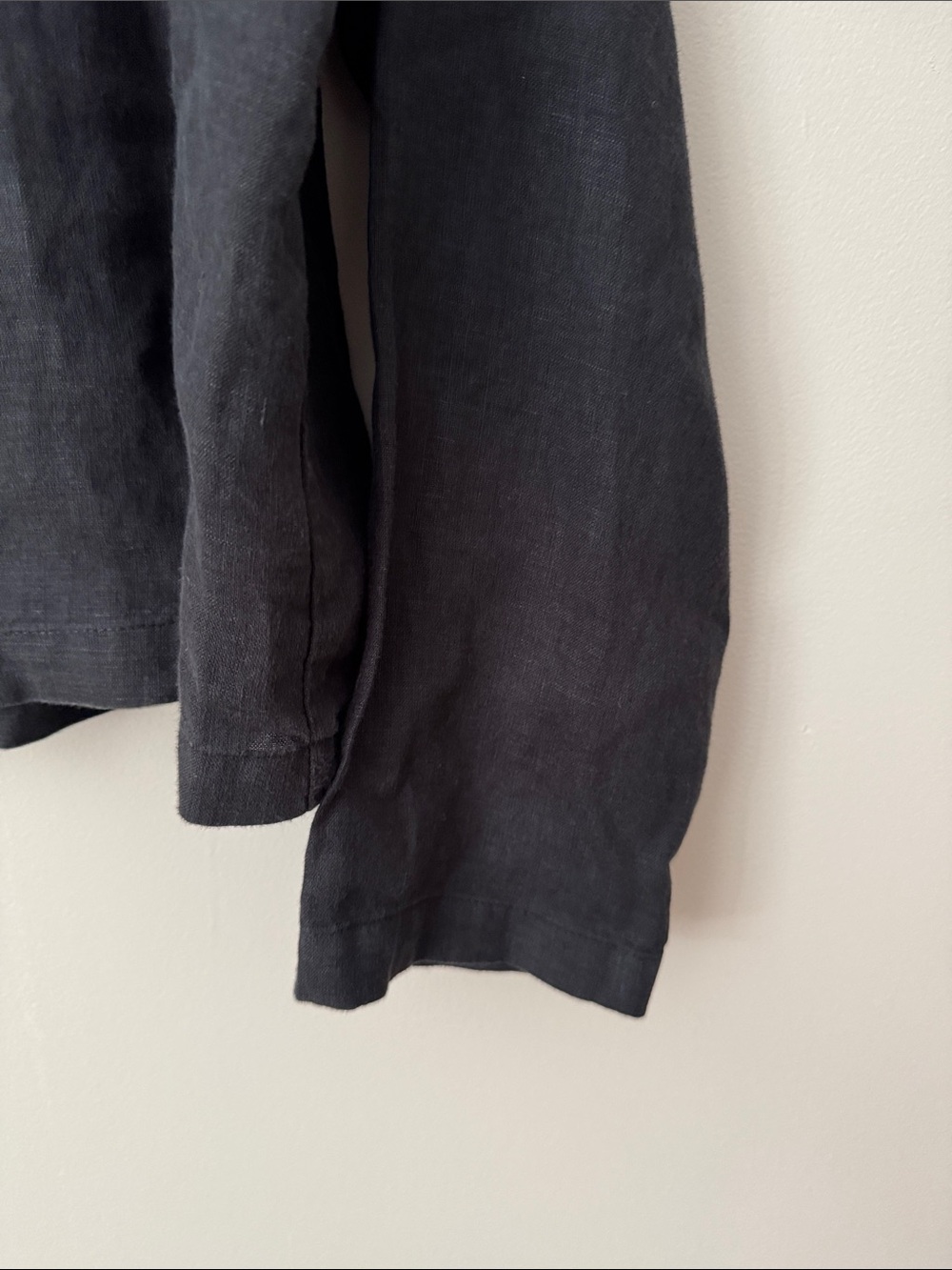 FLAX | 100% Linen Long Sleeve Cardigan Button Up Blouse in Black | Size S - Picture 4 of 7